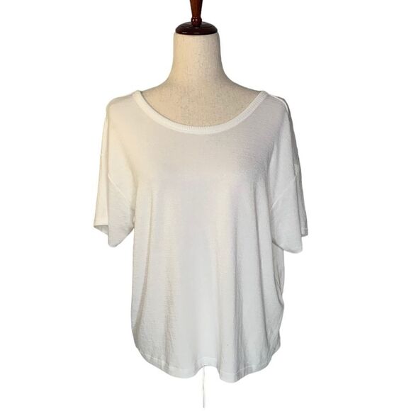 Rag and Bone The Knit Open Back Tee Shirt in White | Size M - Picture 2 of 9